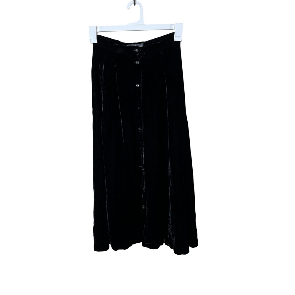 Vintage Banana Republic Black Velvet Button Front Maxi Skirt Size 6